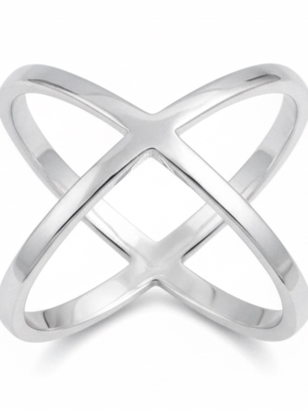 Womens Sterling Silver Criss‎ Cross Ring